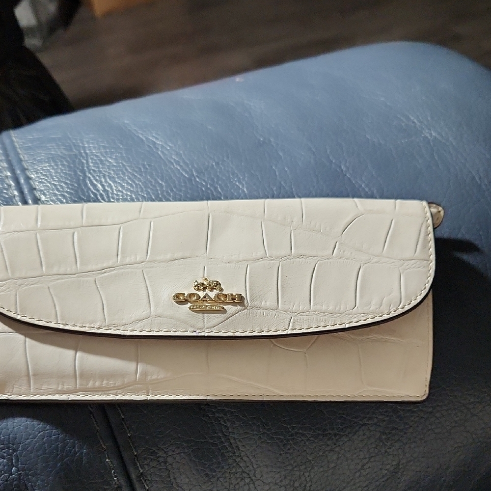 Coach White Croc-Embossed Wallet